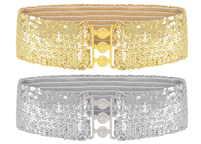 Sparkly Sequin Wide-Stretch Elastic Belt