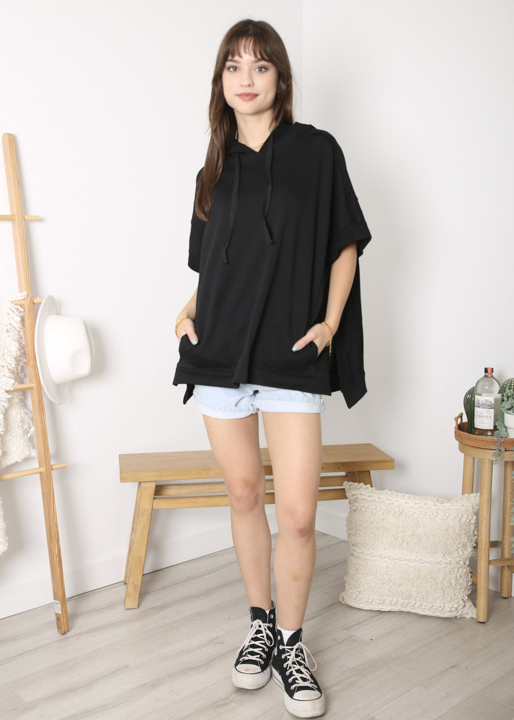 Sudadera con capucha de manga corta para novio