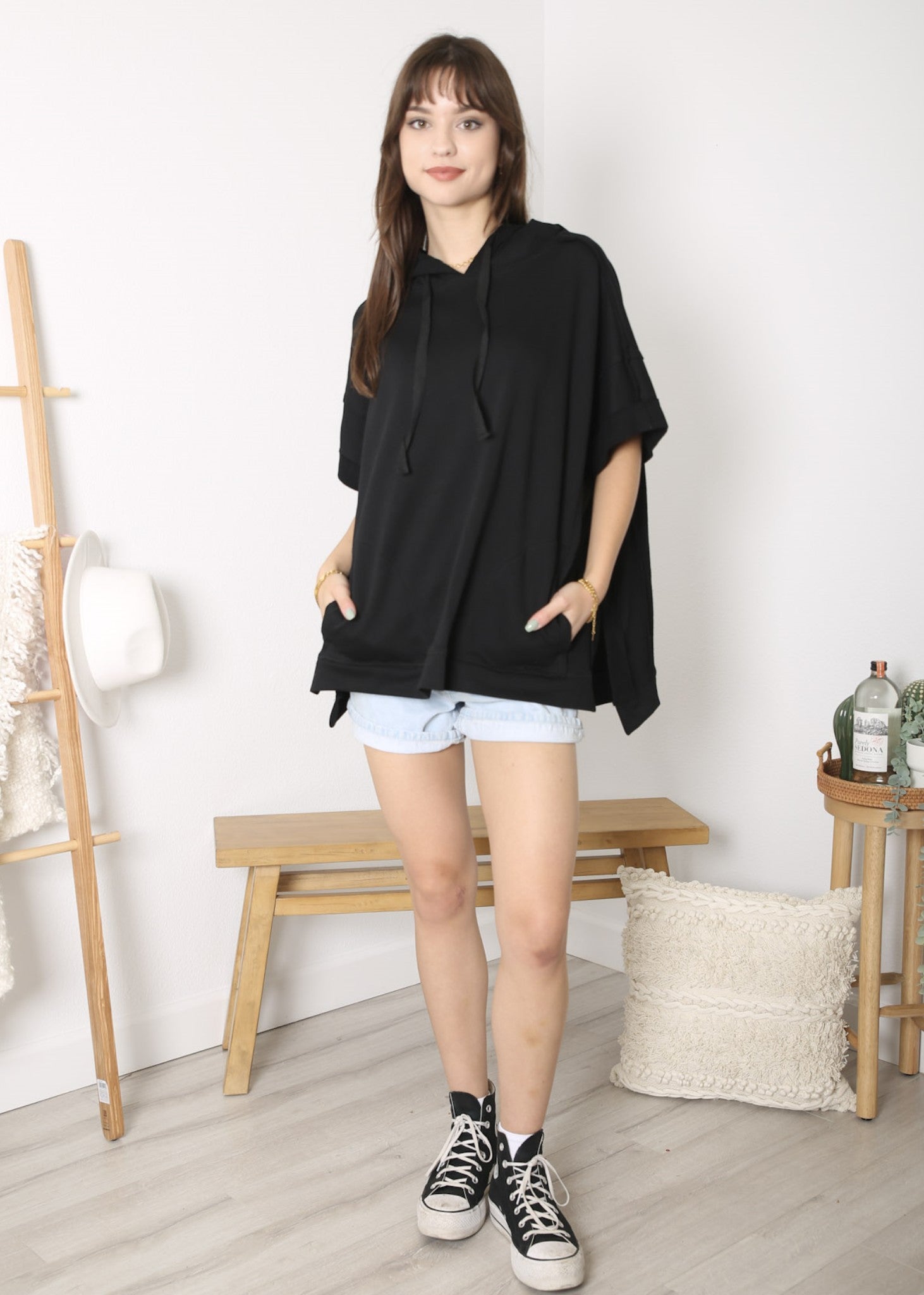 Sudadera con capucha de manga corta para novio