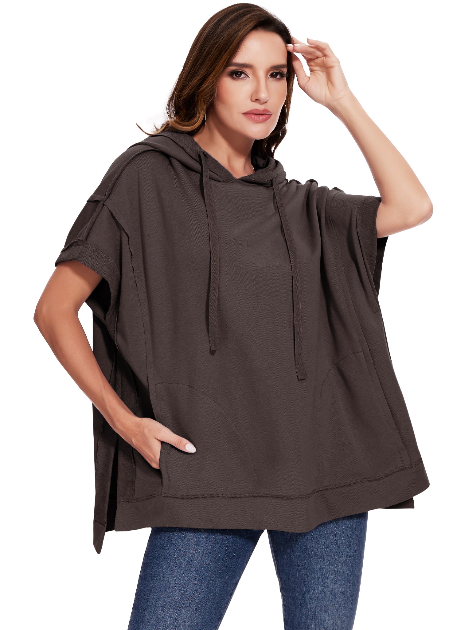 Sudadera con capucha de manga corta para novio