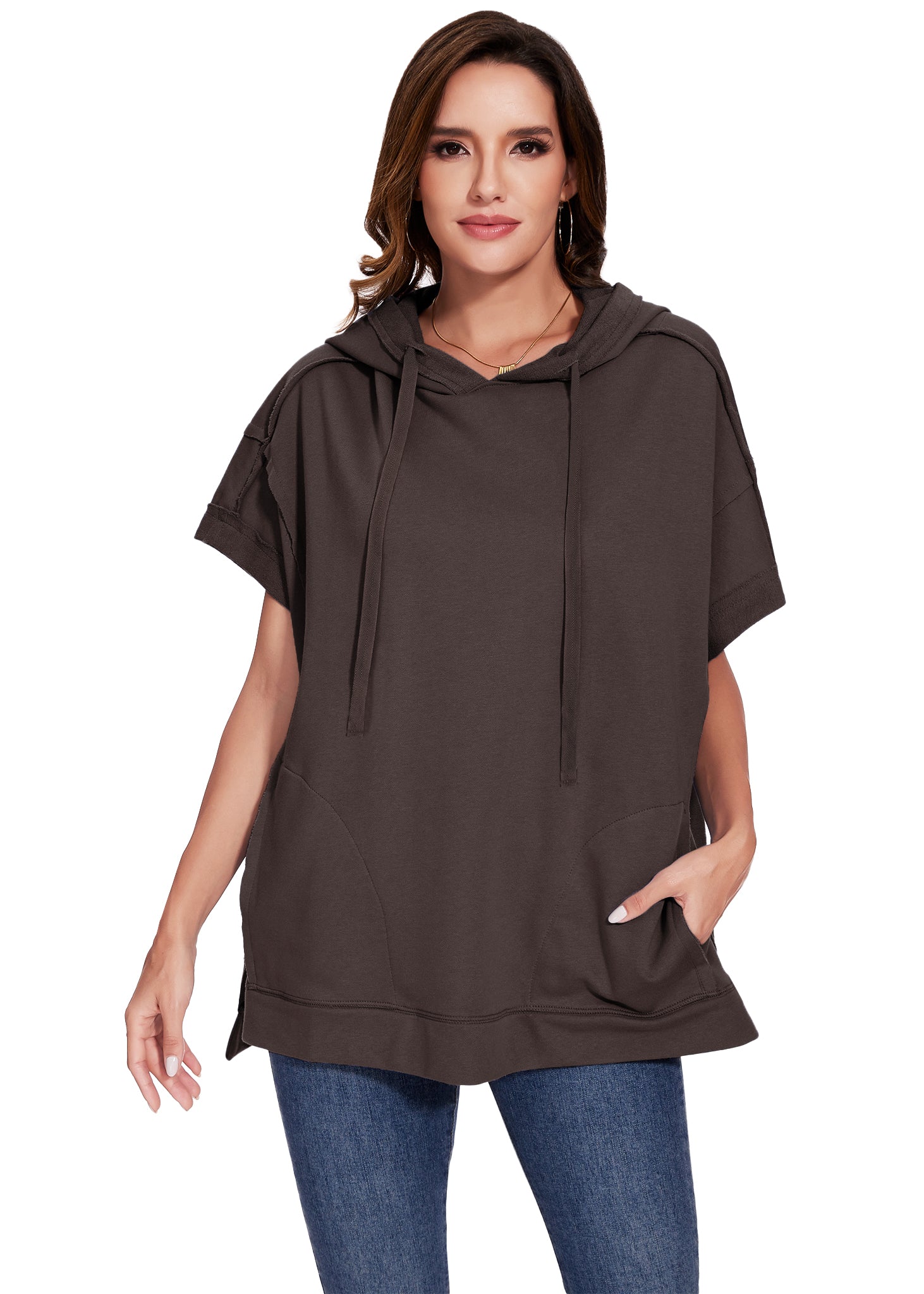 Sudadera con capucha de manga corta para novio