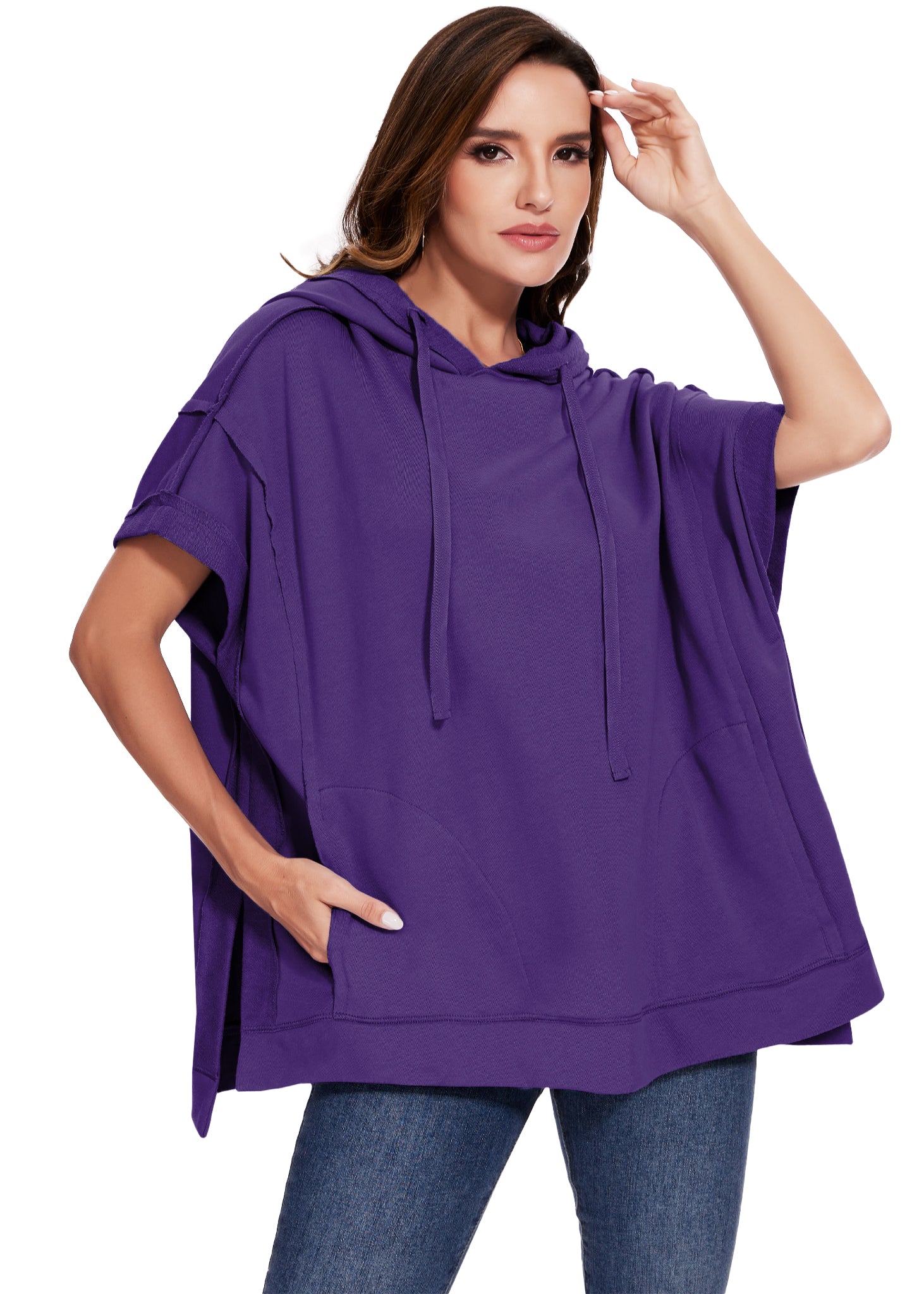 Sudadera con capucha de manga corta para novio
