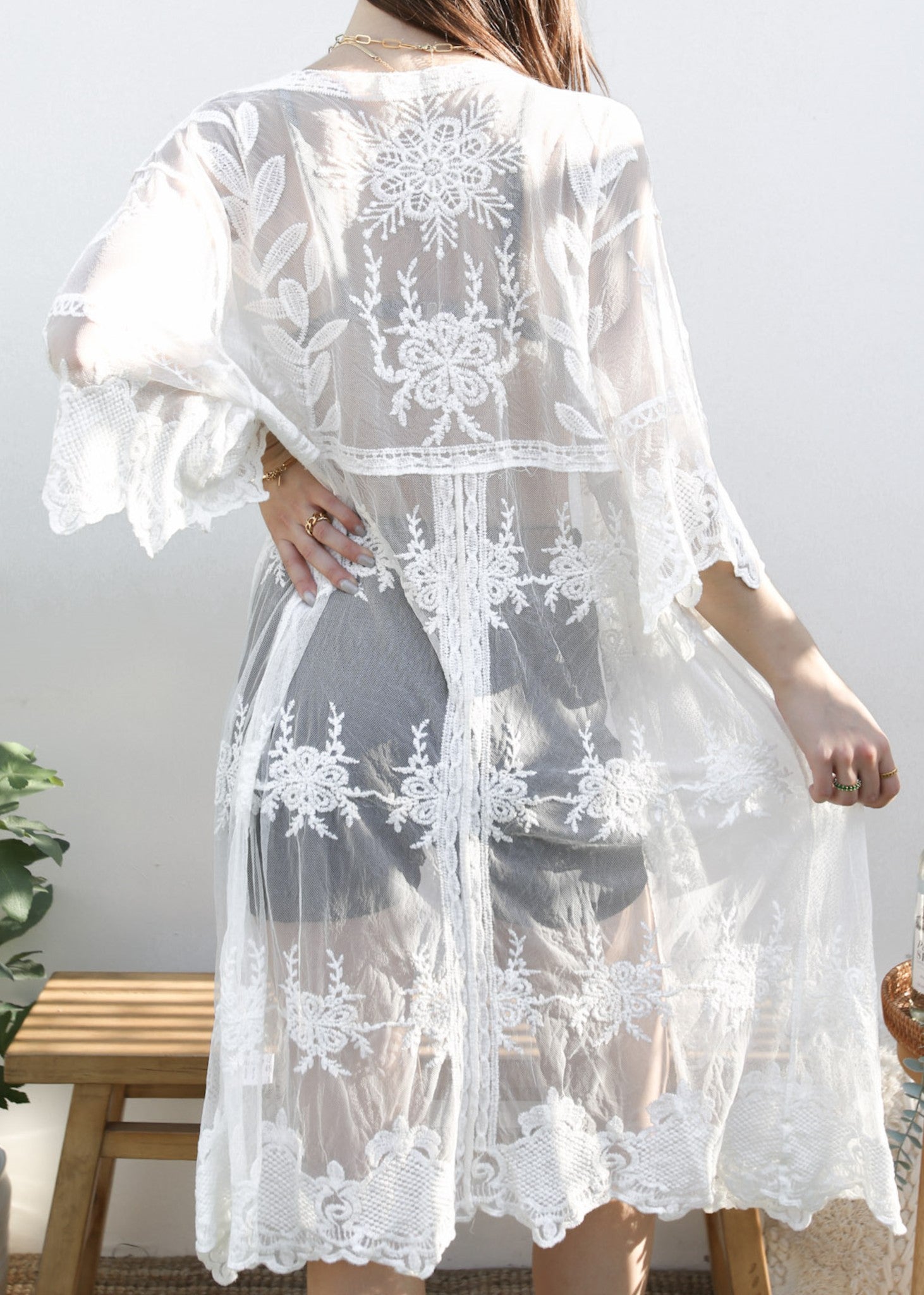 Long Floral Lace Embroidered Kimono | Anna-Kaci Long Floral Lace Embroidered Kimono | Anna-Kaci