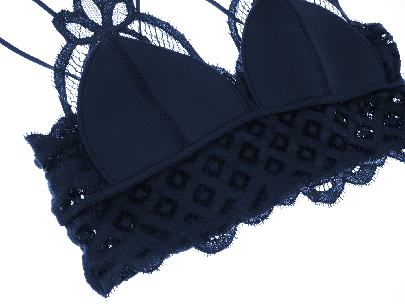 Top corto tipo bralette con encaje floral