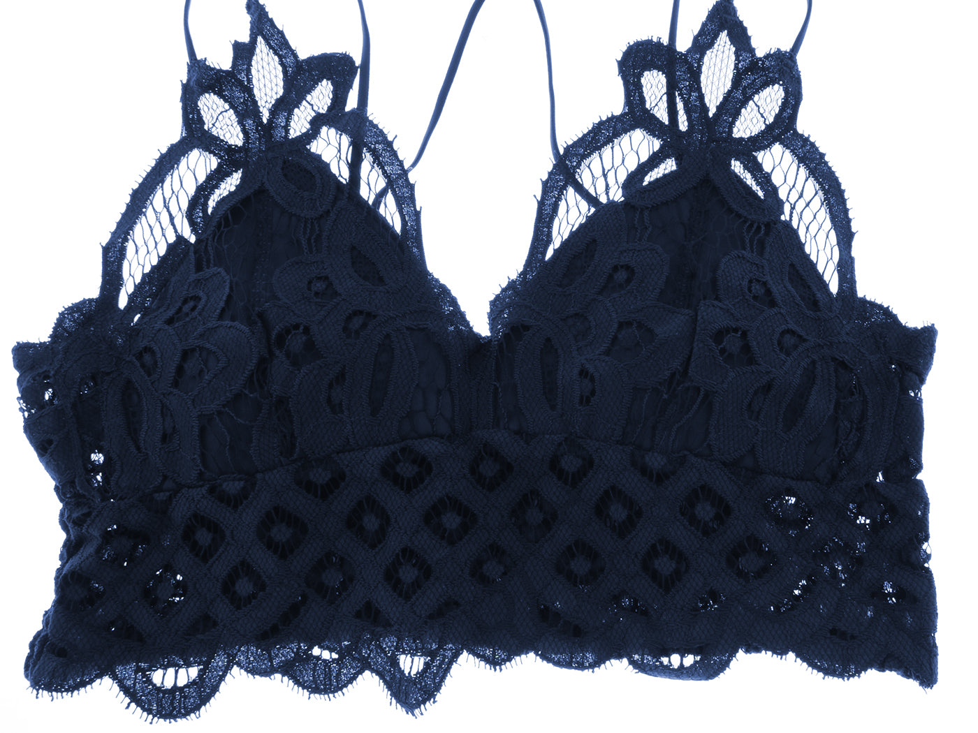 Top corto tipo bralette con encaje floral