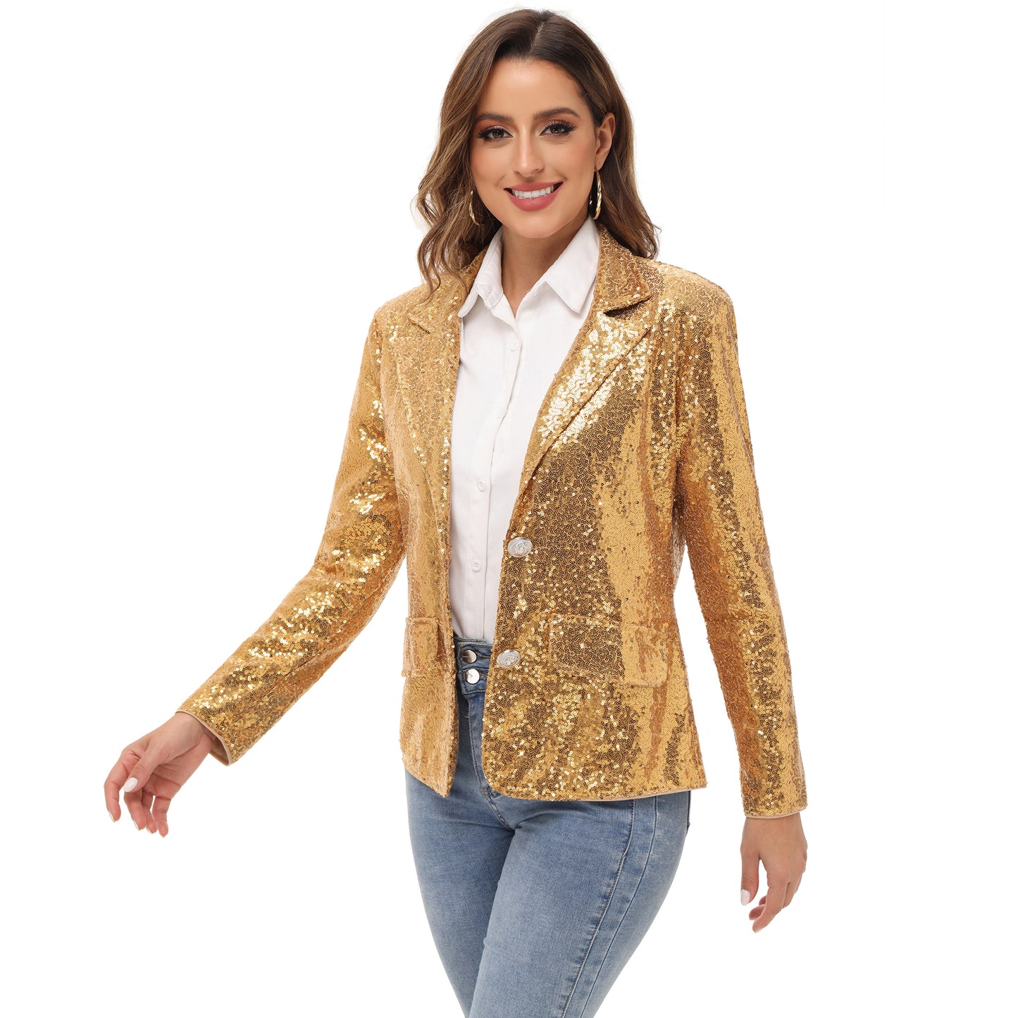 Chaqueta tipo blazer con lentejuelas brillantes
