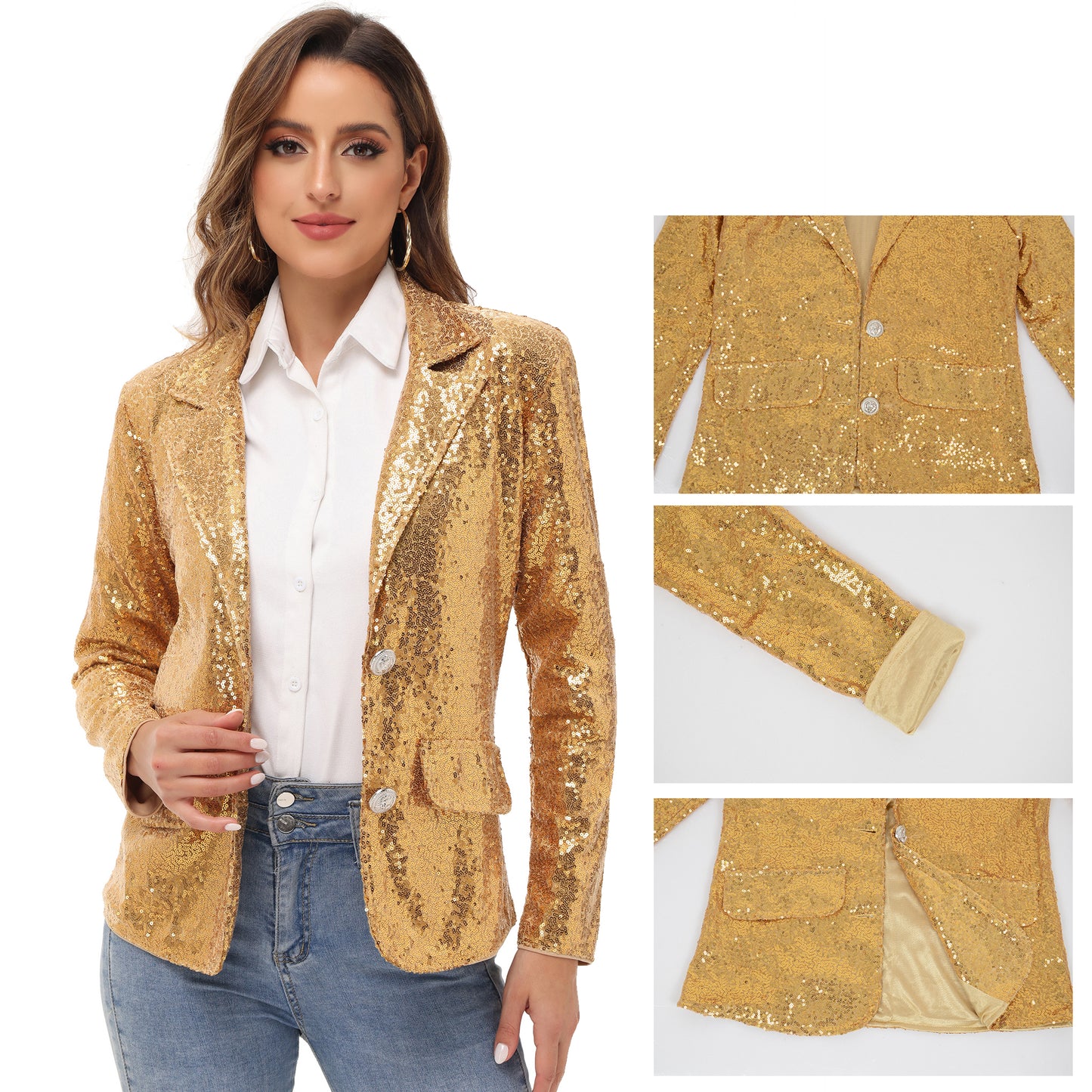 Chaqueta tipo blazer con lentejuelas brillantes