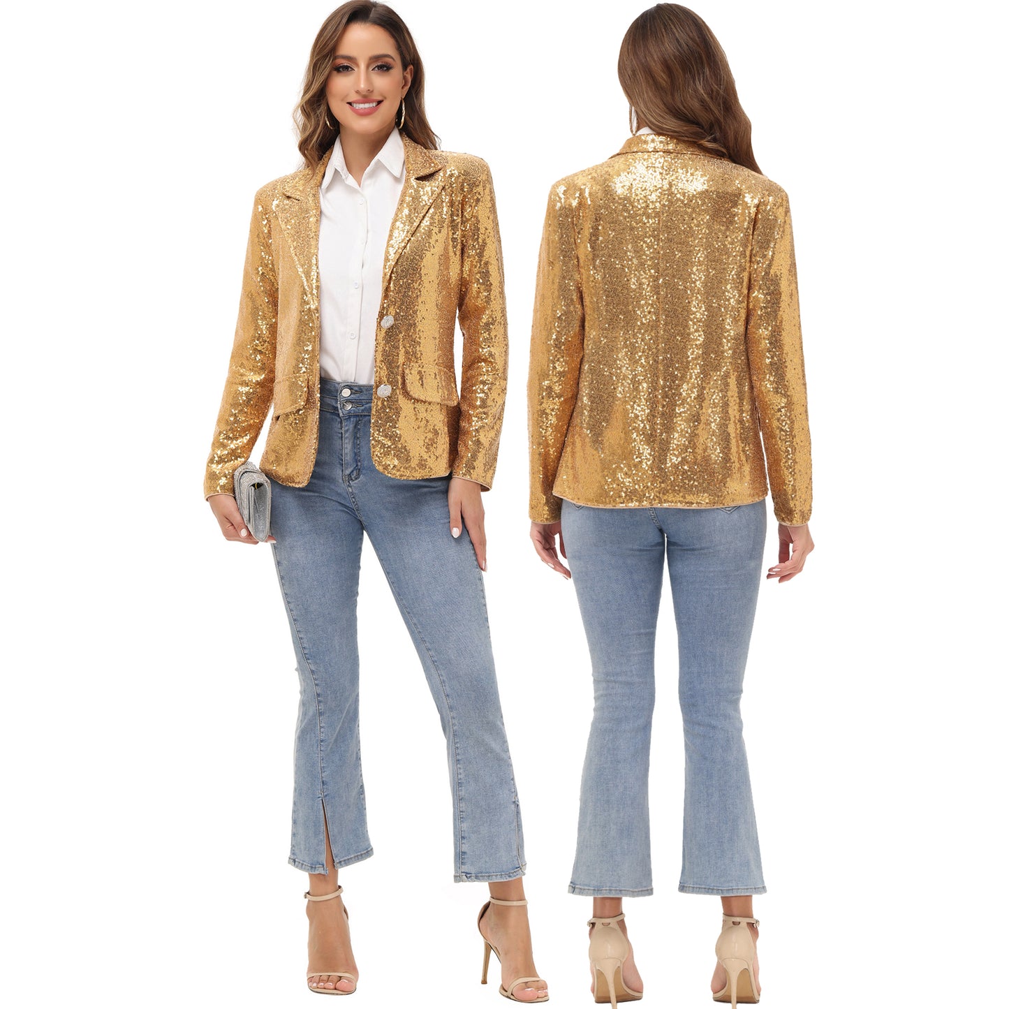 Chaqueta tipo blazer con lentejuelas brillantes