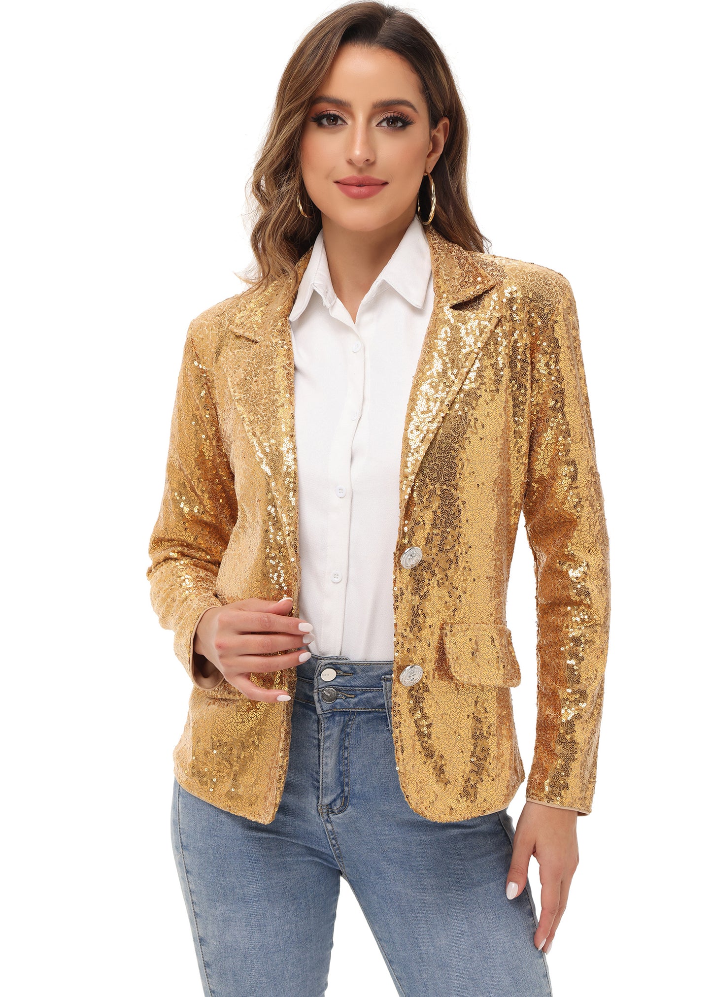 Chaqueta tipo blazer con lentejuelas brillantes