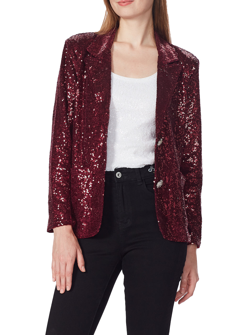 Chaqueta tipo blazer con lentejuelas brillantes