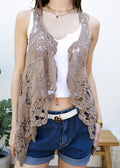 Chaleco tipo cárdigan de crochet con punto boho