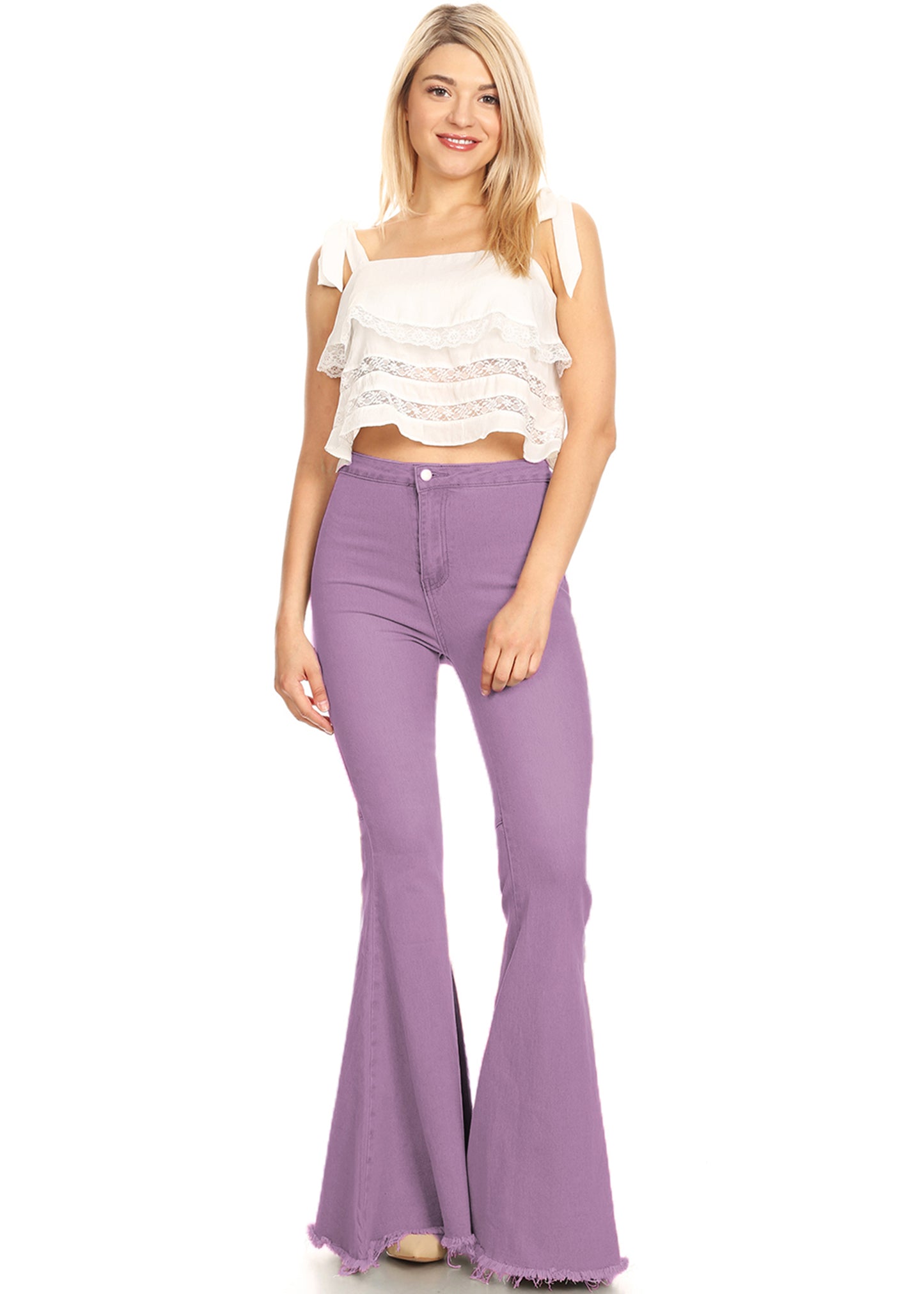 Pantalones vaqueros de cintura alta con campana