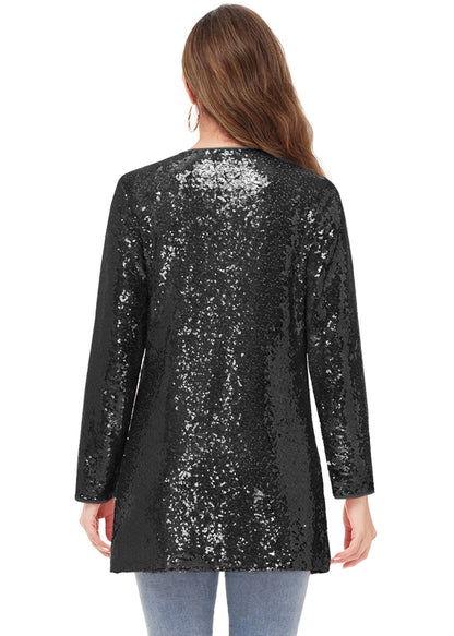 Sequin Open Front Cocktail Outerwear Jacket