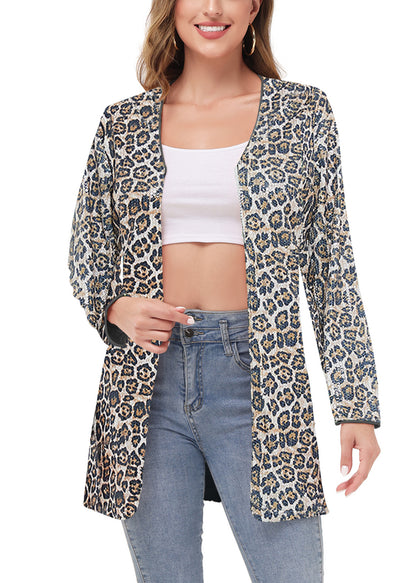 Chaqueta de cóctel con lentejuelas y parte delantera abierta