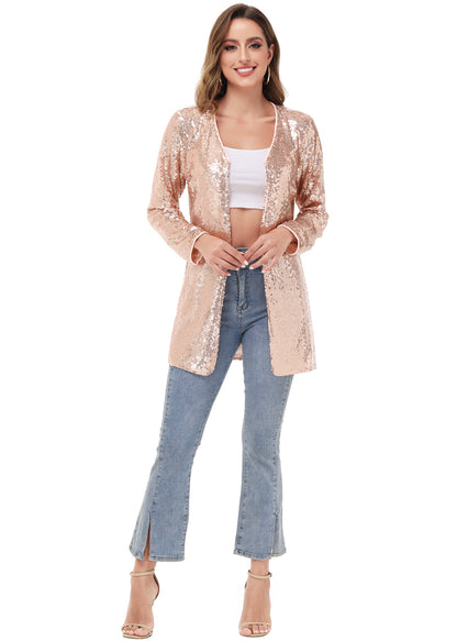 Chaqueta de cóctel con lentejuelas y parte delantera abierta
