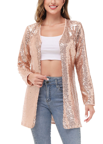 Chaqueta de cóctel con lentejuelas y parte delantera abierta