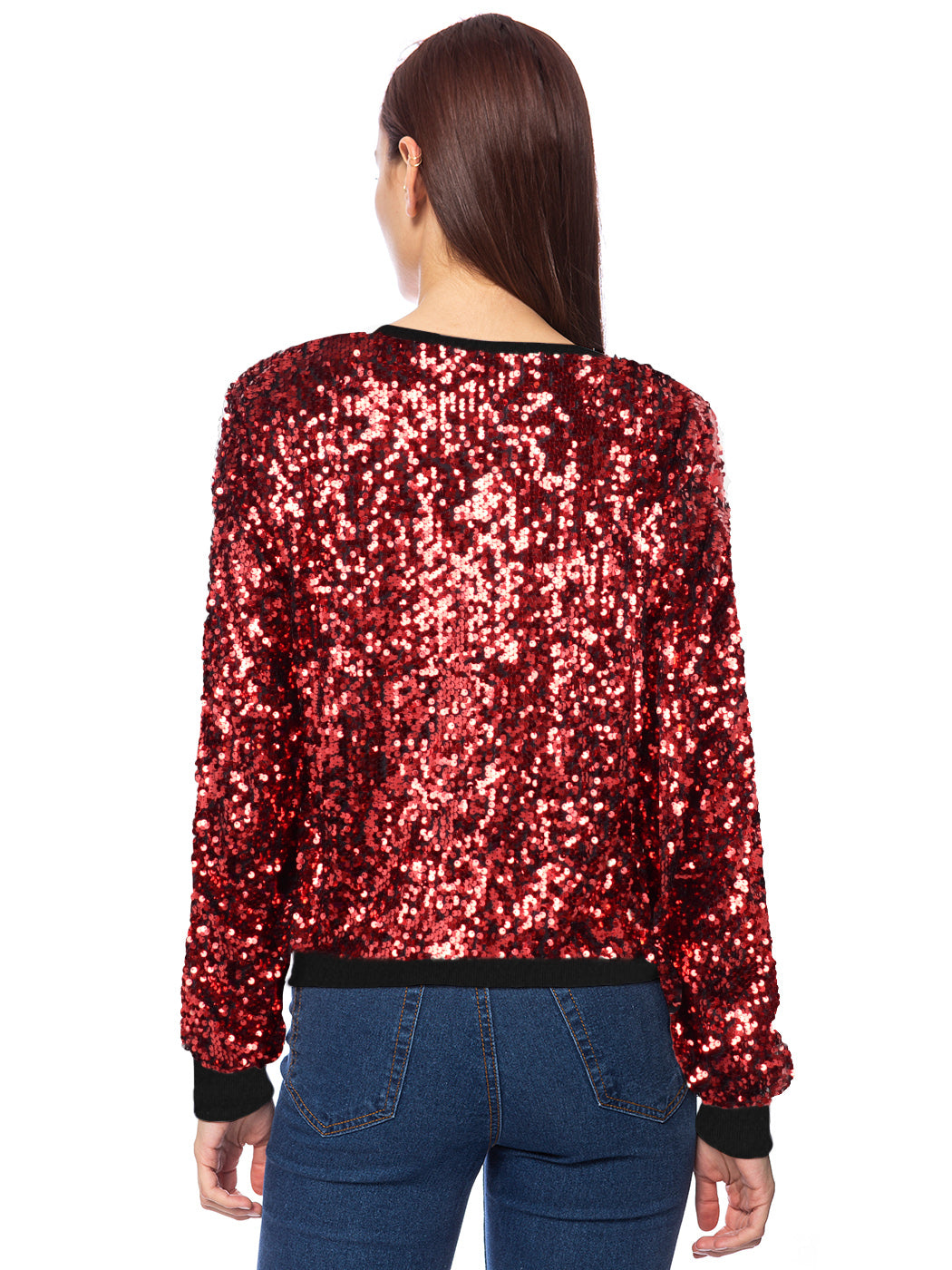 Sudadera con capucha y mangas largas con lentejuelas brillantes 