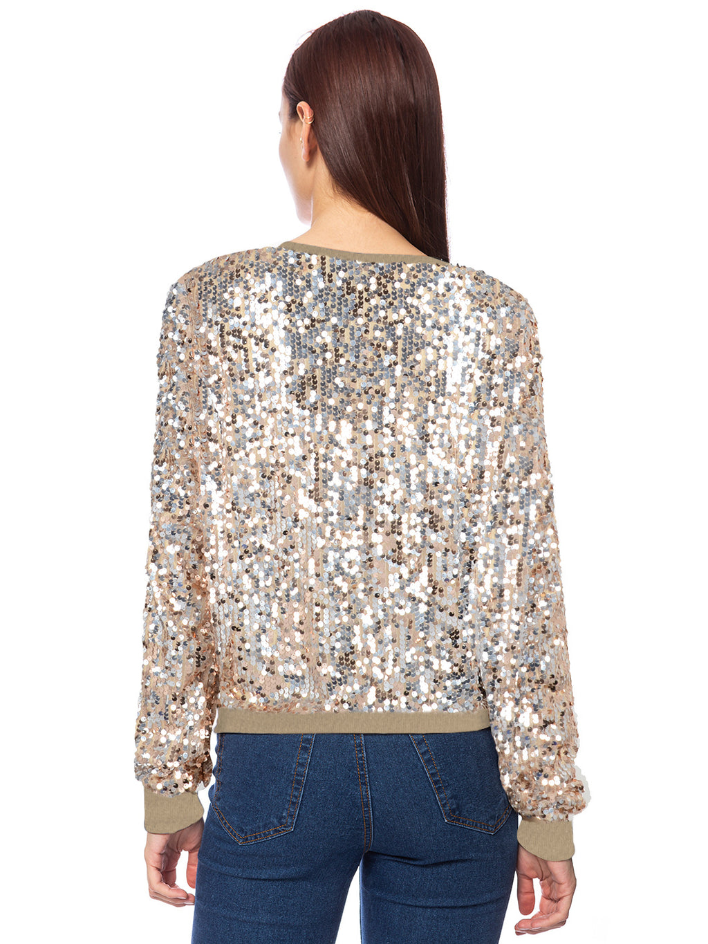 Sudadera con capucha y mangas largas con lentejuelas brillantes 