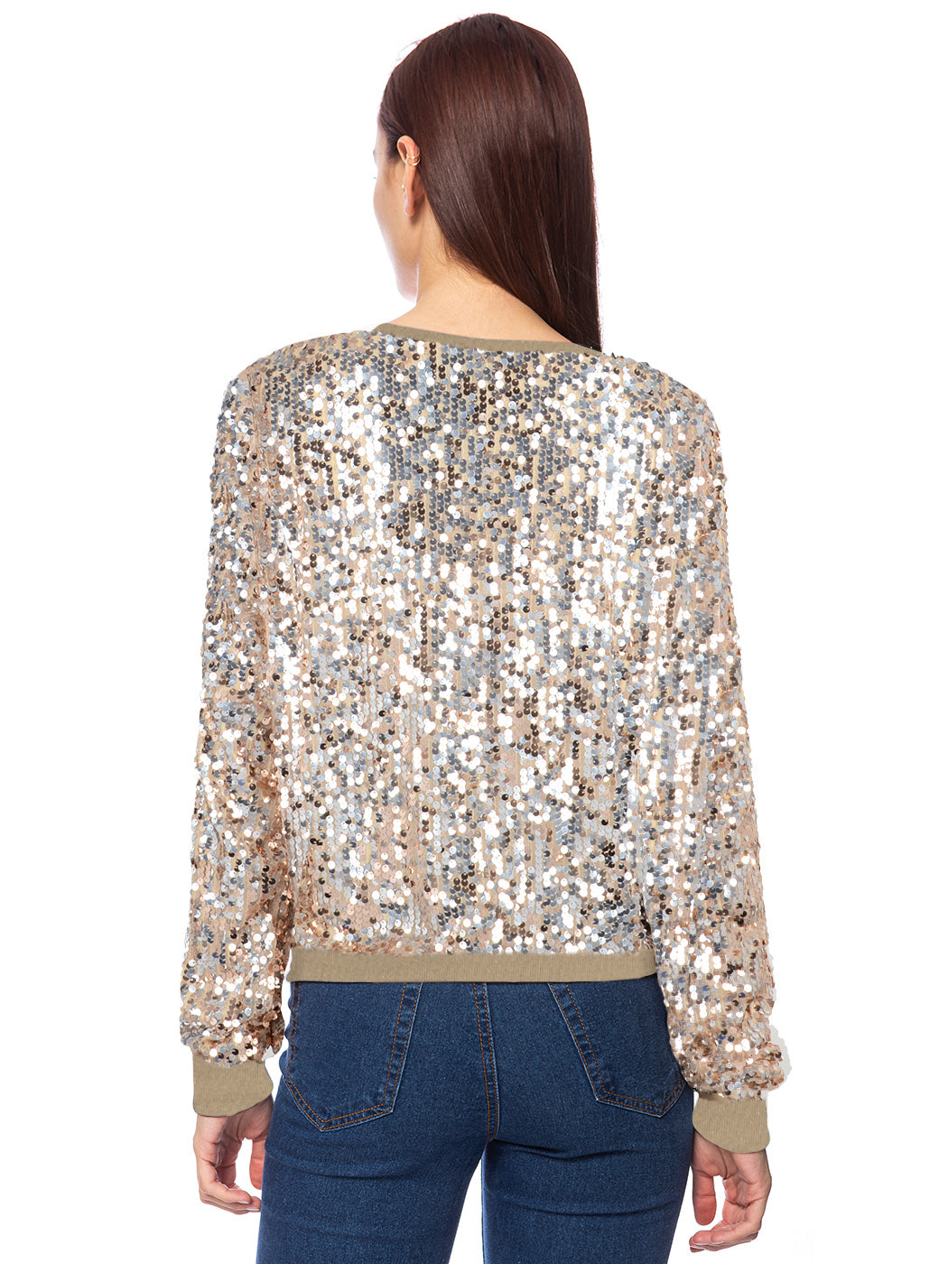 Sudadera con capucha y mangas largas con lentejuelas brillantes 