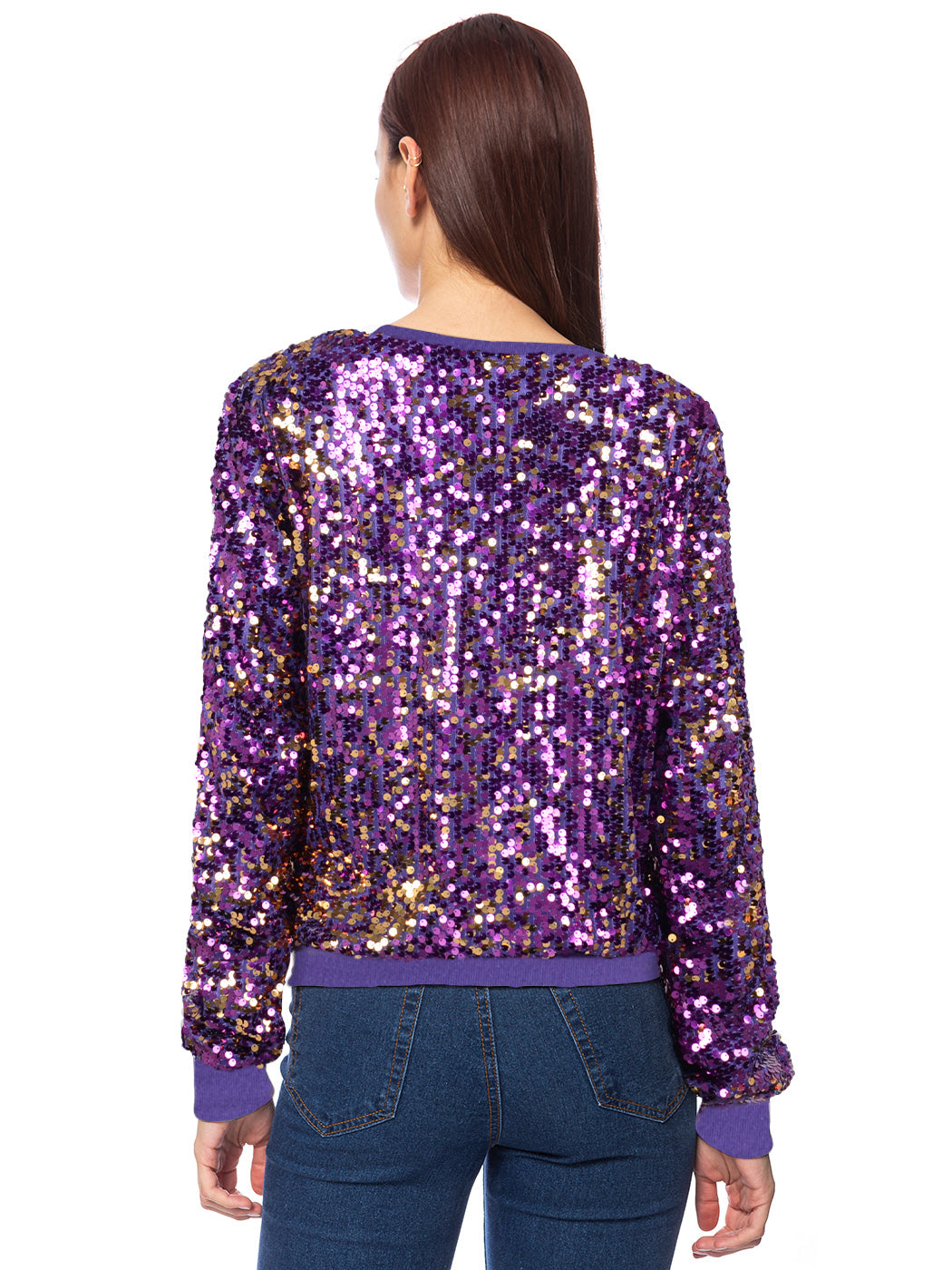 Sudadera con capucha y mangas largas con lentejuelas brillantes 
