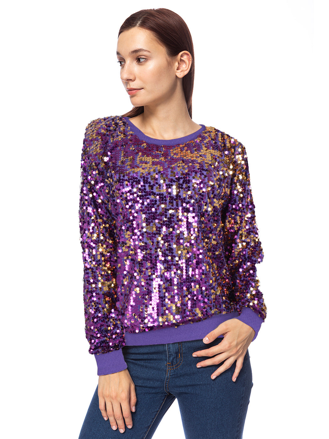 Sudadera con capucha y mangas largas con lentejuelas brillantes 