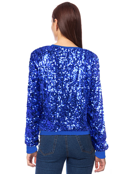 Sudadera con capucha y mangas largas con lentejuelas brillantes 