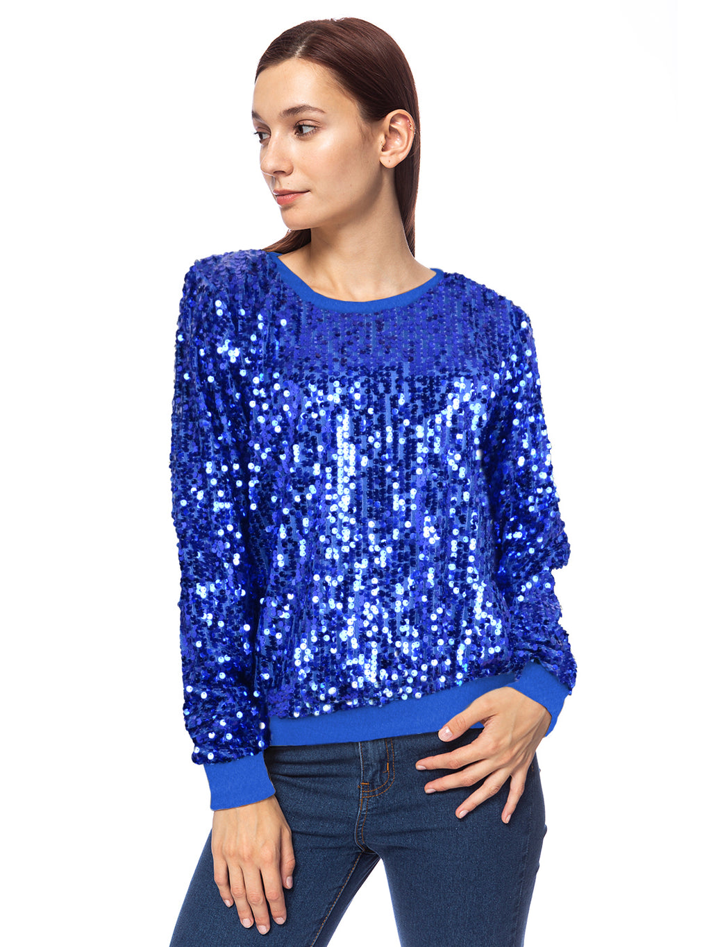 Sudadera con capucha y mangas largas con lentejuelas brillantes 