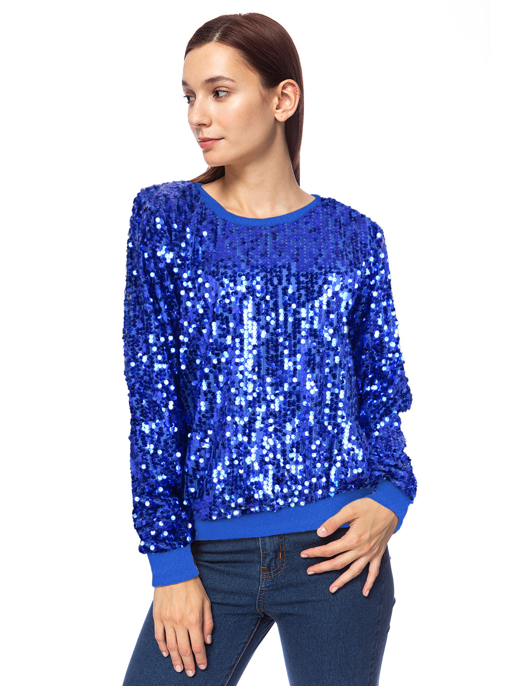 Sudadera con capucha y mangas largas con lentejuelas brillantes 