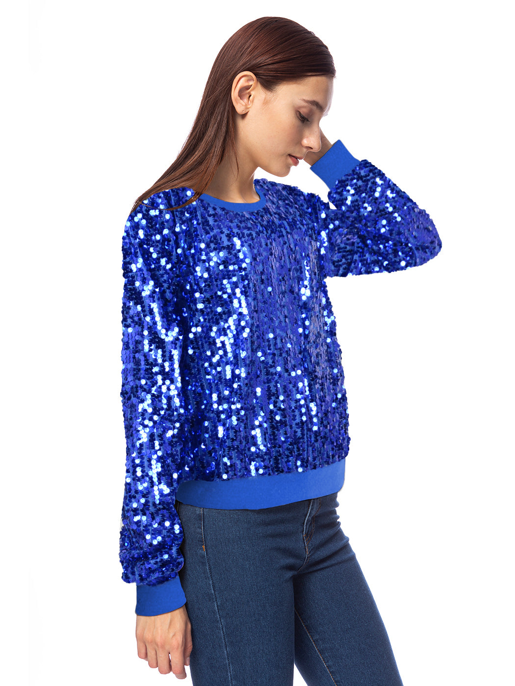 Sudadera con capucha y mangas largas con lentejuelas brillantes 