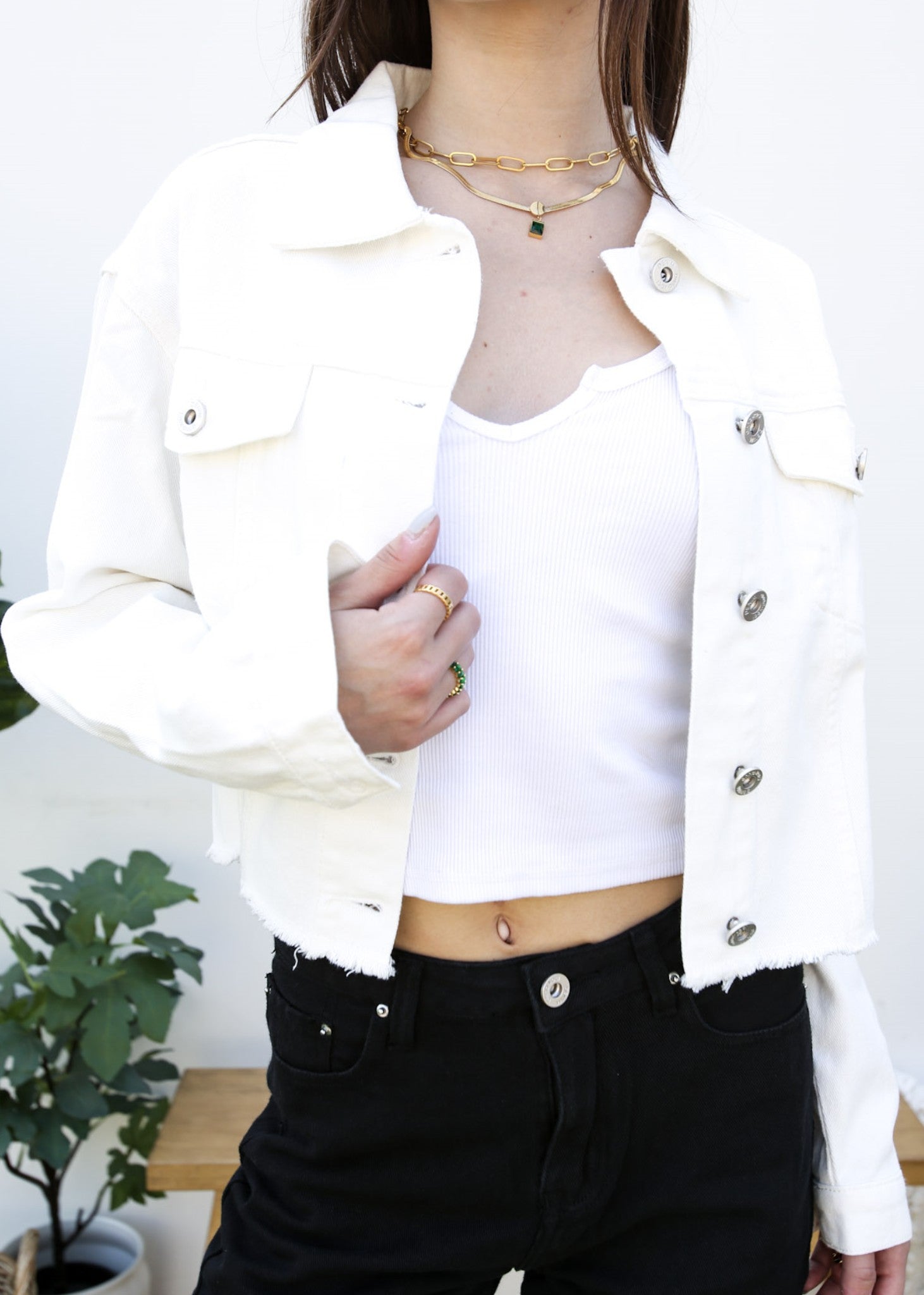 Chaqueta vaquera premium recortada