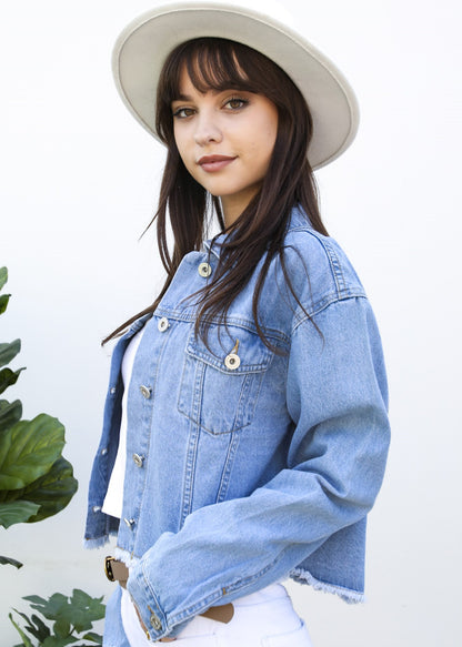 Cropped Premium Denim Jacket