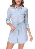 Denim Long-Sleeve Jean Shirt Dress
