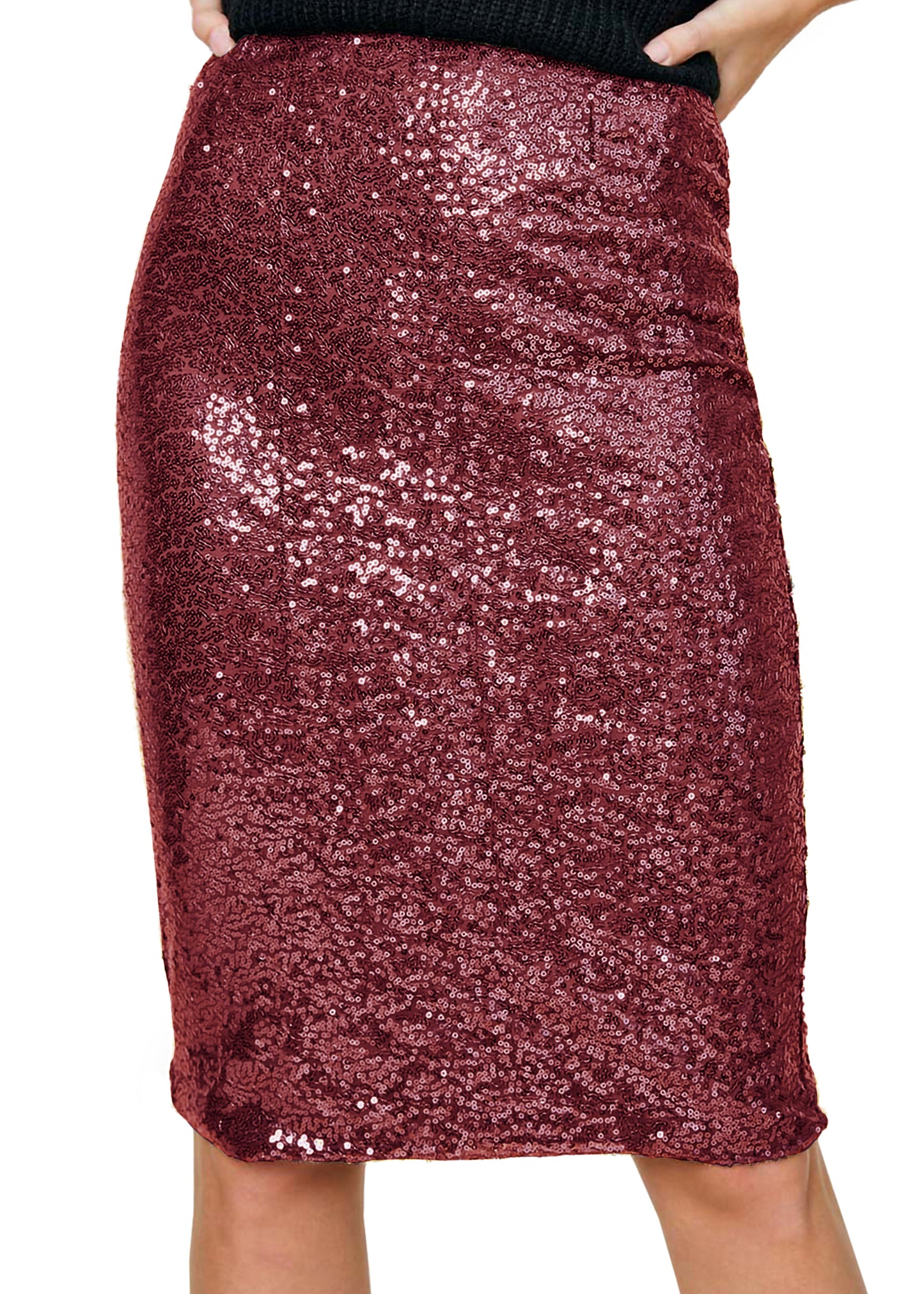Falda midi de cóctel con lentejuelas brillantes 