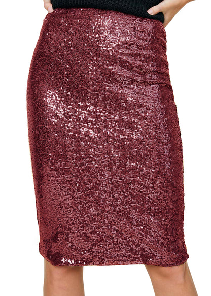 Falda midi de cóctel con lentejuelas brillantes 