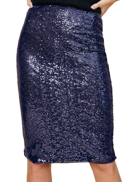 Falda midi de cóctel con lentejuelas brillantes 