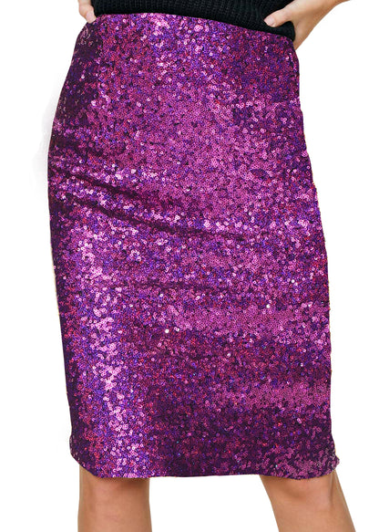 Falda midi de cóctel con lentejuelas brillantes 