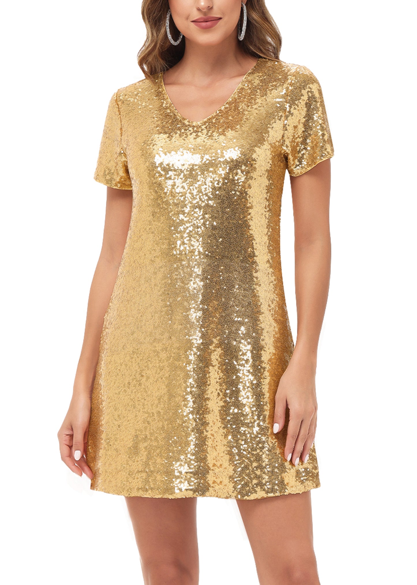 Sequin Shift Tunic T-Shirt Mini Dress