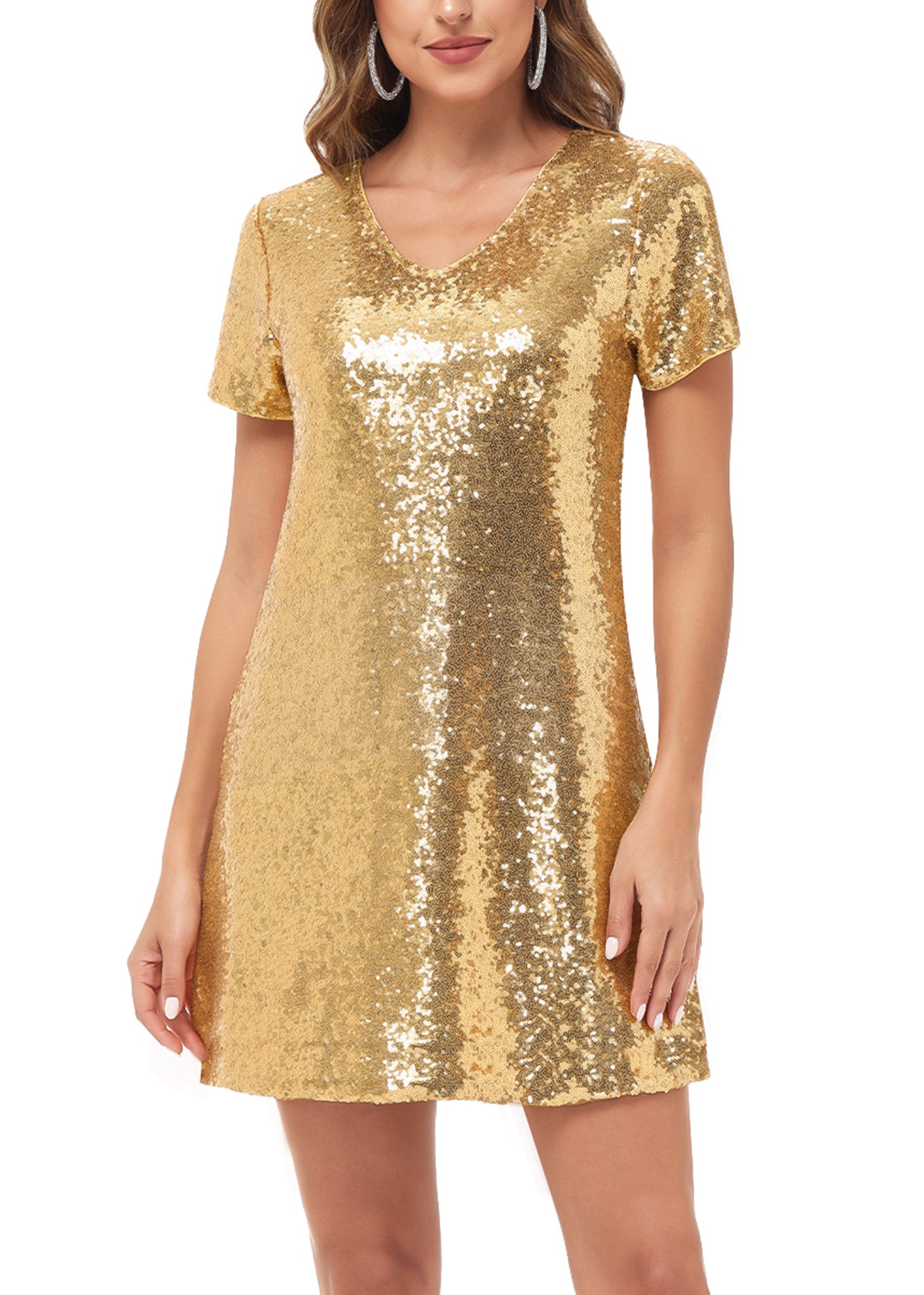 Vestido estilo túnica estilo camiseta con lentejuelas
