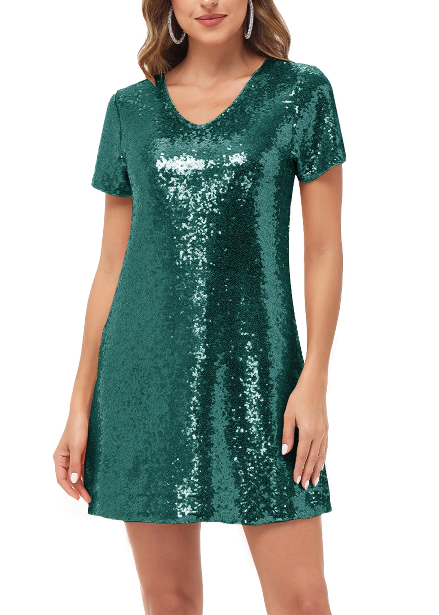 Vestido estilo túnica estilo camiseta con lentejuelas