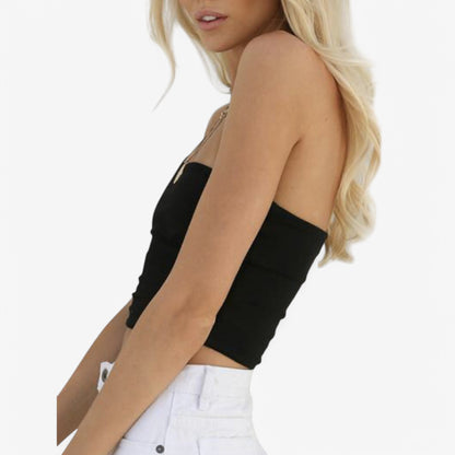 Anna-Kaci Women's One-Shoulder Ribbed Crop Top with Stretch Fit