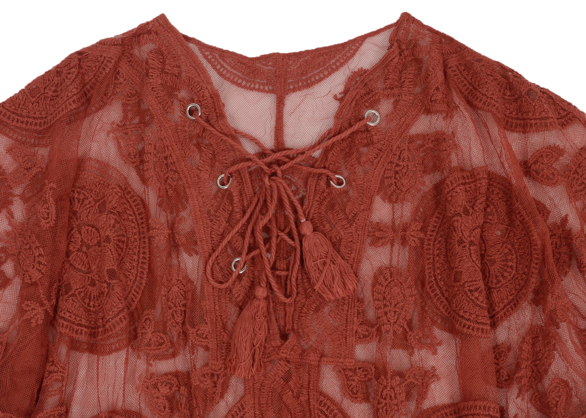 Embroidered Mesh Sheer Midi Dress
