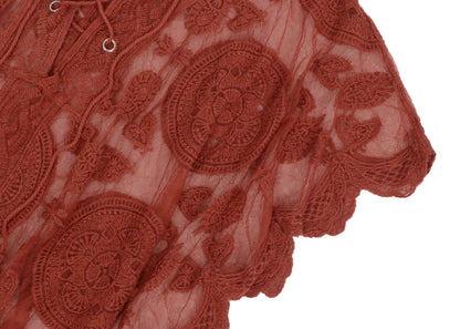 Embroidered Mesh Sheer Midi Dress