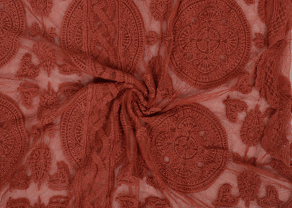 Embroidered Mesh Sheer Midi Dress