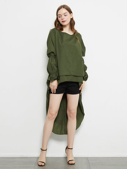 Puffed Sleeve High Low Boho Top