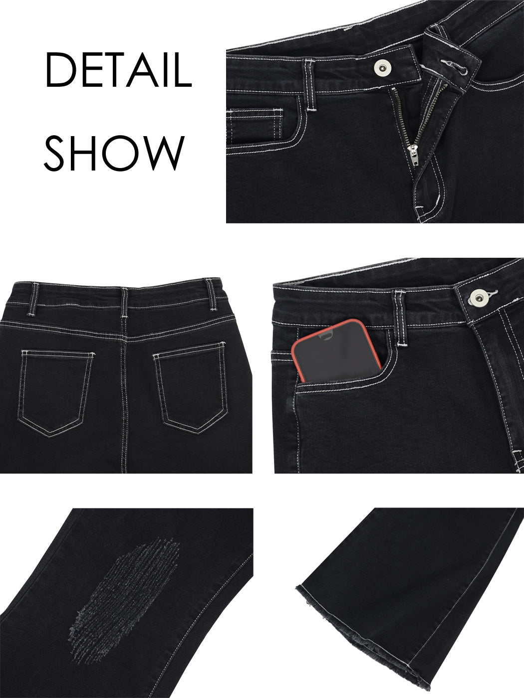 Women's Distressed Flared Jeans Pants