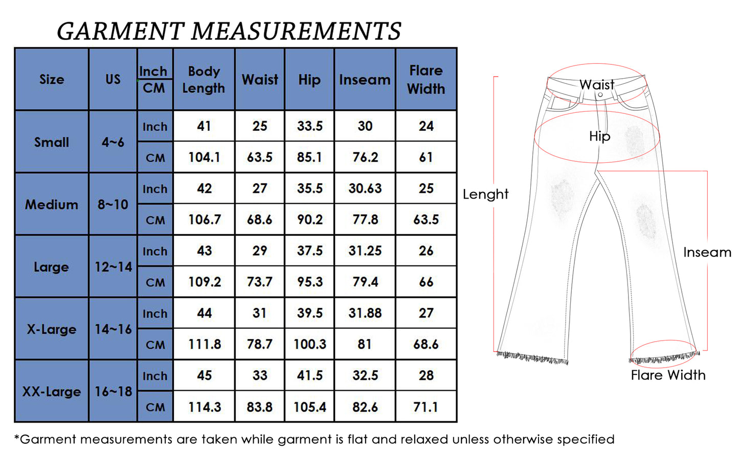 Women's Distressed Flared Jeans Pants