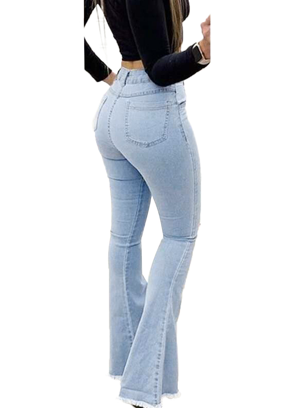 Women's Distressed Flared Jeans Pants