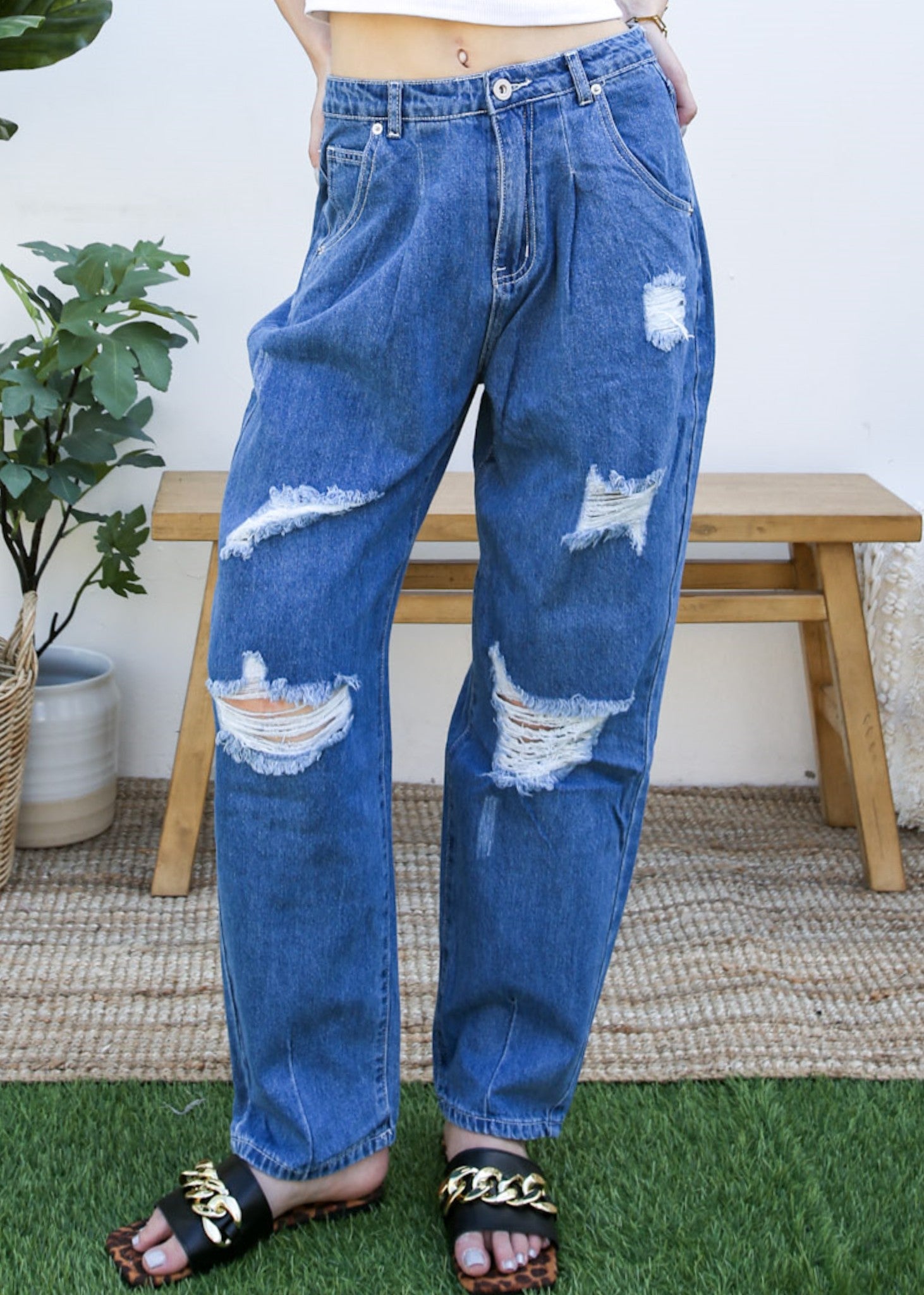 Pantalones vaqueros holgados de cintura alta