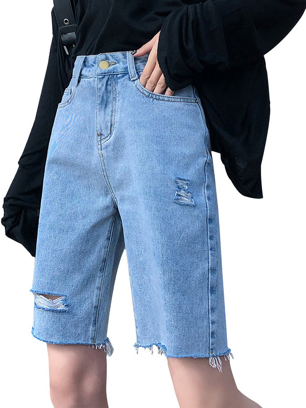 Bermudas de mezclilla con cintura alta