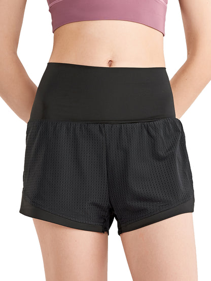 Pantalones cortos sueltos de secado rápido para correr, 2 en 1, para gimnasio